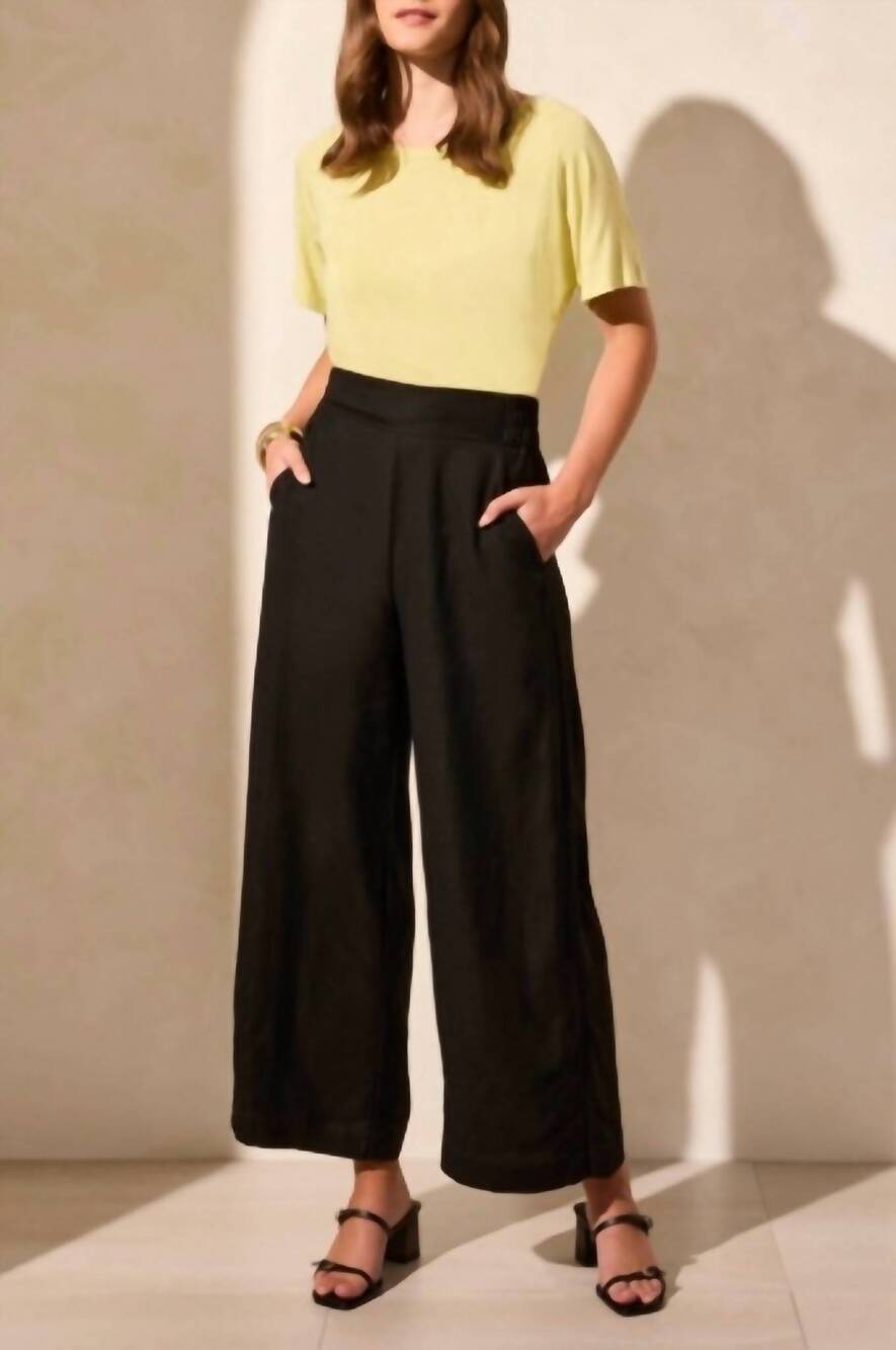 NEW TRIBAL pull on wide-leg ankle pant in black